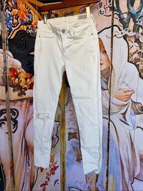 All Saints Grace White low rise Distressed Skinny Jeans